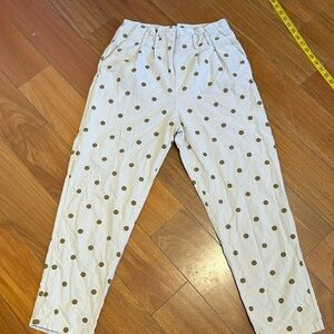 Lush All Cotton Linen-like Polka dot Pants